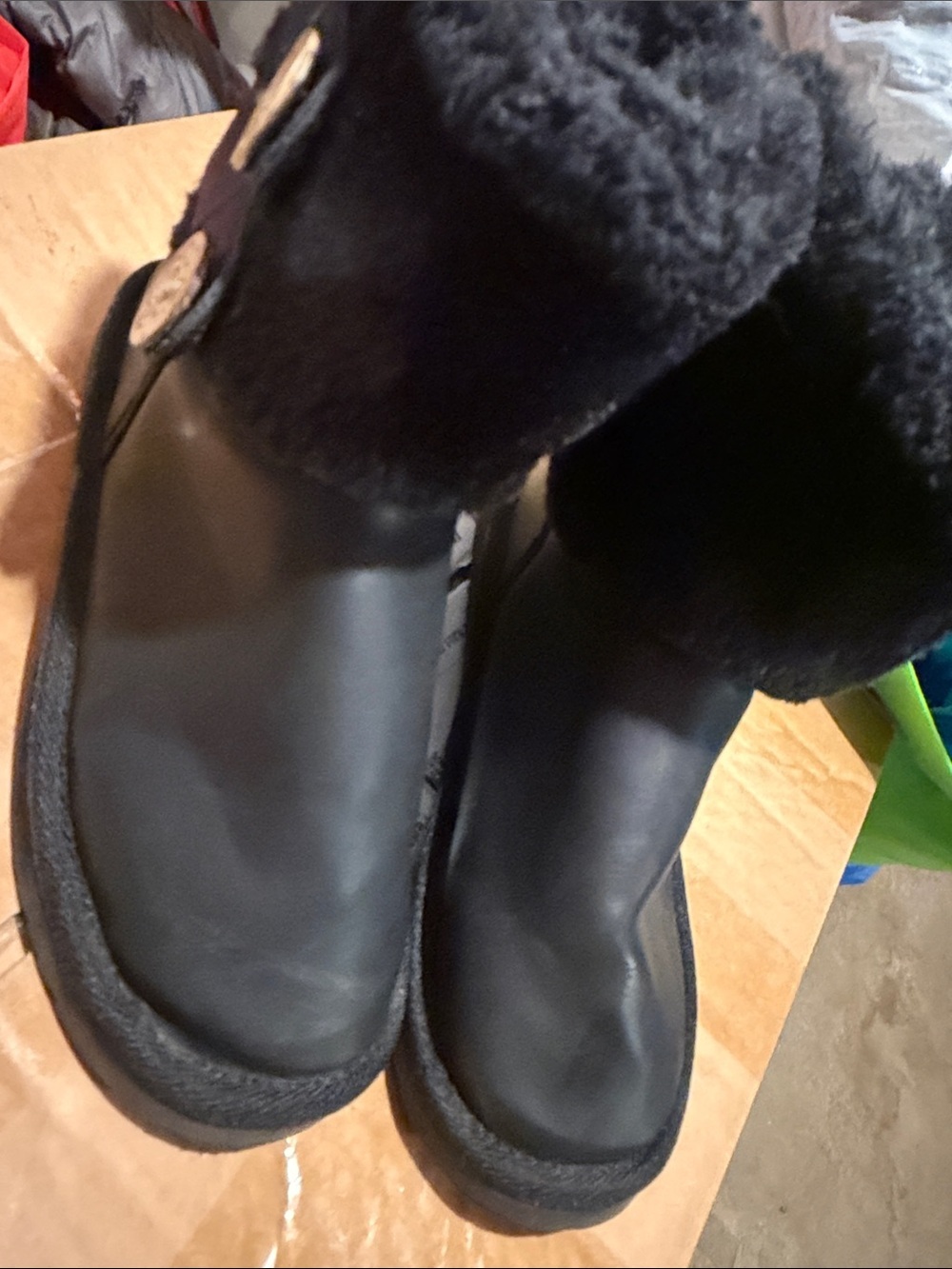Black Shearling-Lined Short Boots